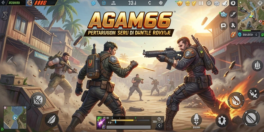 Gameplay AGAM66 dengan aksi pertarungan Battle Royale yang mendebarkan.