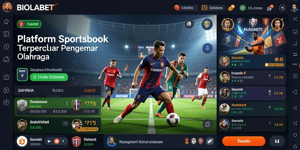 Tampilan screenshot utama BIOLABET yang menunjukkan fitur Sportsbook.