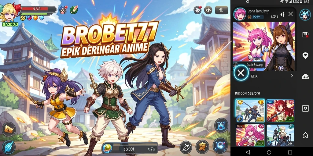 Tangkapan layar gameplay BROBET77 menampilkan karakter anime dalam pertarungan epik.