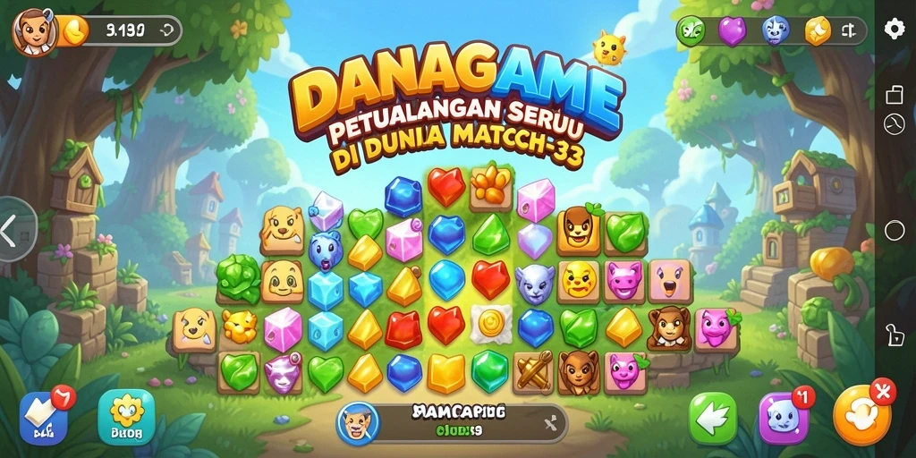 Tampilan gameplay seru di DANAGAME dengan mekanisme Match-3 yang menantang.