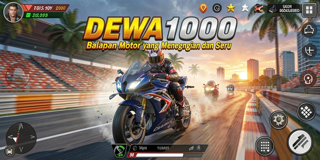 Screenshot menunjukkan balapan motor yang seru dan menegangkan.