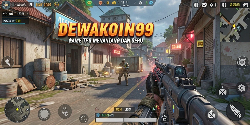 Screenshot DEWAKOIN99 menampilkan aksi tembak-menembak yang intens.