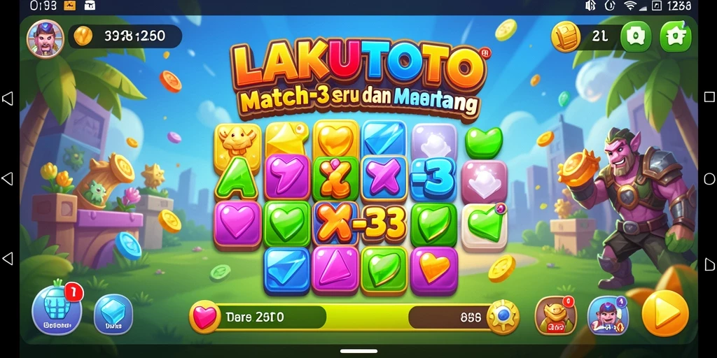 Tampilan menarik dari gameplay LAKUTOTO dengan elemen Match-3.