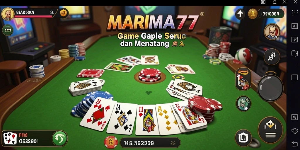 Screenshot gameplay Gaple dalam MARIMA77 yang seru dan interaktif.