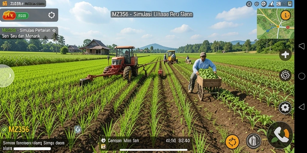 Tampilan gameplay yang menampilkan kebun hijau yang subur di MZ356.