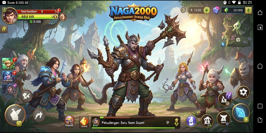 Tangkapan layar gameplay RPG NAGA2000 yang penuh aksi dan strategi.