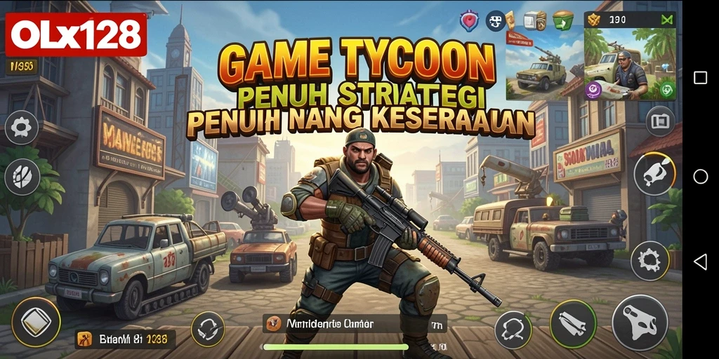 Screenshot menampilkan gameplay menarik dari OLX128 sebagai game Tycoon.