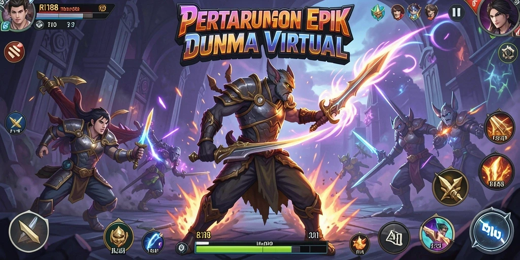 Tangkapan layar gameplay <strong>RI188</strong> menampilkan aksi pertarungan yang intens dan dinamis.