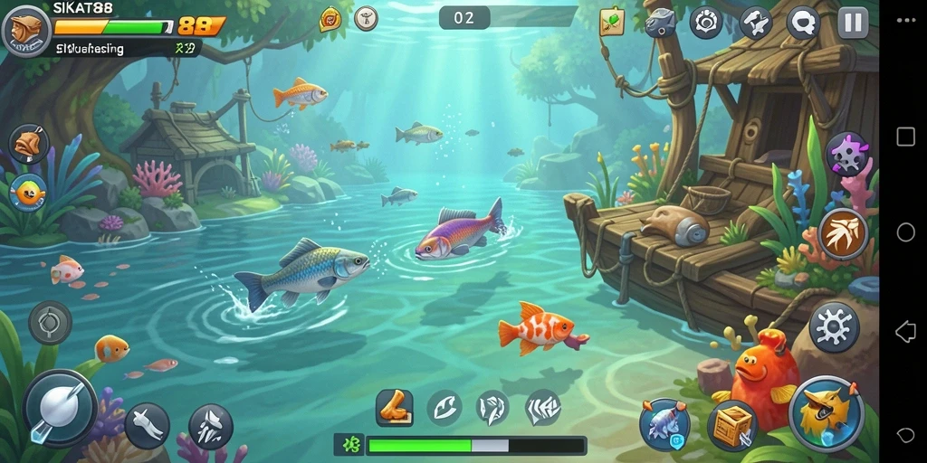 Tampilan gameplay SIKAT88 dengan aksi memancing yang seru.