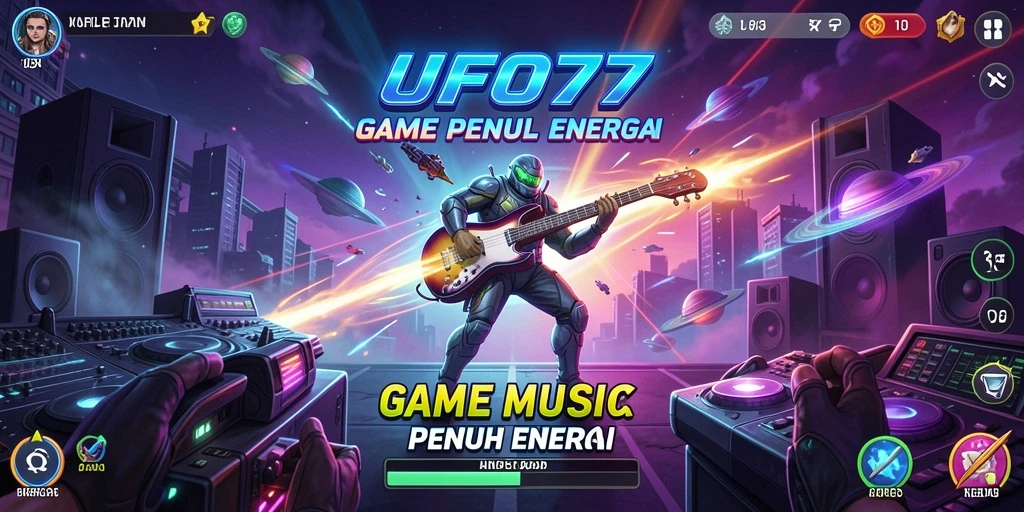 Screenshot gameplay <strong>UFO77</strong> yang menampilkan aksi musik yang seru.